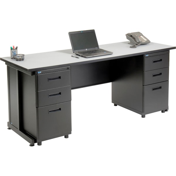 Interion By Global Industrial Office Desk Kit, 24 in D X 30 in H, 72 in W X 670076GY - main